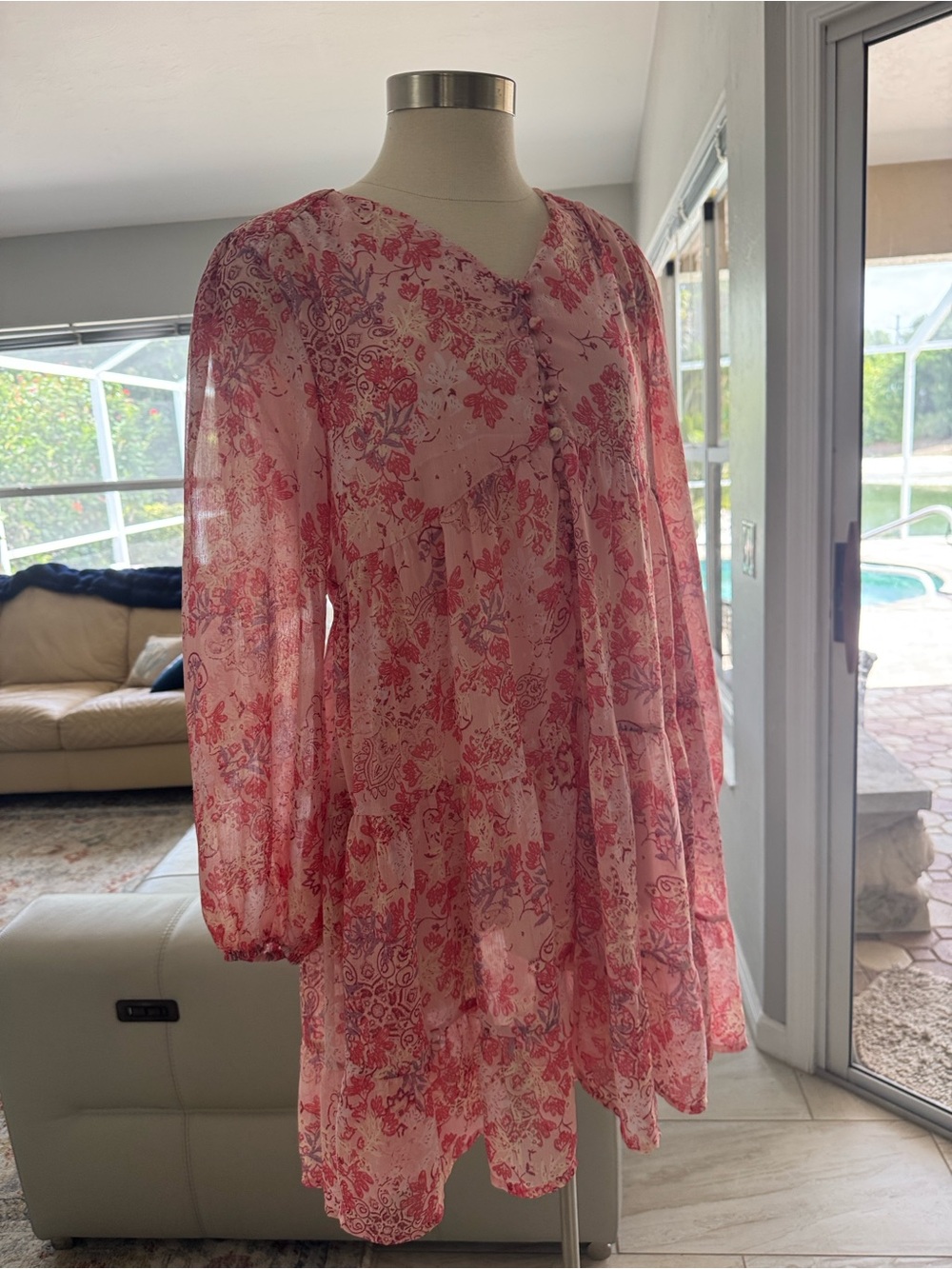 Mittoshop Floral Sheer Baby Doll Dress size M